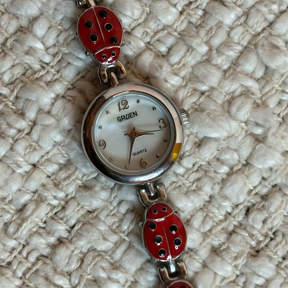 Gruen Red and Gold Enamel Lady Bug Watch Bracelet - Picture 14 of 14